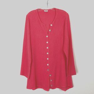 Habitat Vtg Womens Long Shirt Size S Coral Cupra Shell Buttons Coastal Lagenlook